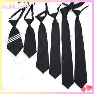 [KUNLIAN] เนคไทสแน็ปสำหรับเด็กสีพื้นสีดำแบบลำลองสำหรับนักเรียนทุกชุดเนคไทสำหรับผู้ชายและผู้หญิง