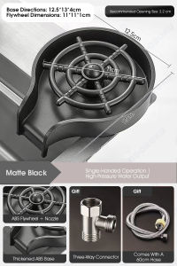 ODOROKU Kitchen Sink Faucet Glass Rinser With 9 High Pressure Nozzles Cup Automatic Washer Press Down Stainless Steel Cleaning Cup Rinser Bar Glass Washer Bottle Home Kitchen Countertop Bar KTV Coffee Shops Café For Wine Glass Mugs Baby Bottle