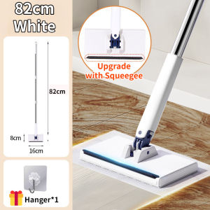 2 in 1 Upgrade Face Towel Mop with Squeegee Lazy Clip Cloth Flat Mop 360° Rotate Disposable Wipe Mop