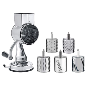 Rotary Grater Food Vegetable Mills Nut Grinder With 5 Drum Blades for Cheese Grating and Nuts Grinding Vegetable Shredding Fruits Slicer