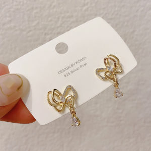 My Natural Elegant Bowknot Crystal Earrings水滴蝴蝶结耳钉