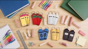 Loopeer 36 Pcs Back to School Teachers Gift Lipstick Holder with Keychain Pencil Composition Notebook Lip Balm Pouch Portable Lipstick Organizer Holder for Classroom Party Favor(Teachers Appreciation)