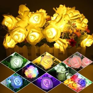 2.5M 20LED Rose Flower String Light LED Fairy Lights Valentines Day Wedding Christmas Party Room Bedroom Decorations Romantic Flower Vine Lights