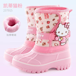 Christmas Gift Halloween Sanrio Girls Winter New Kuromi Thick Cotton Boots Cartoon Anime Children Cinnamoroll Melody Warm Rain Boots Sweet Comfort Shoes