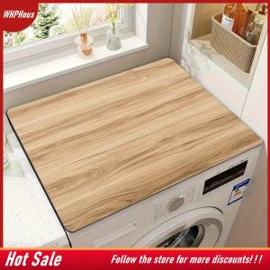 【COD】🔥🔥🔥 1pc Light Wood Grain Washing Machine Cover & Absorbent - Non-Slip Quick-Dry Laundry Kitchen Counter Protector Mat Home Decor