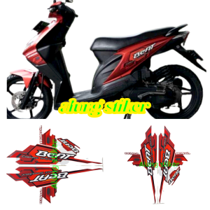 STICKER SET STRIPING LIST MOTOR HONDA BEAT 2008 MERAH 1SET STANDAR