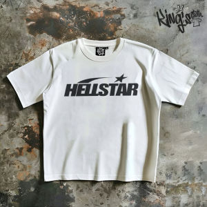 Kings kaos streetwear Hellstar Ring leher crew neck hitam & putih pria wanita katun 24s