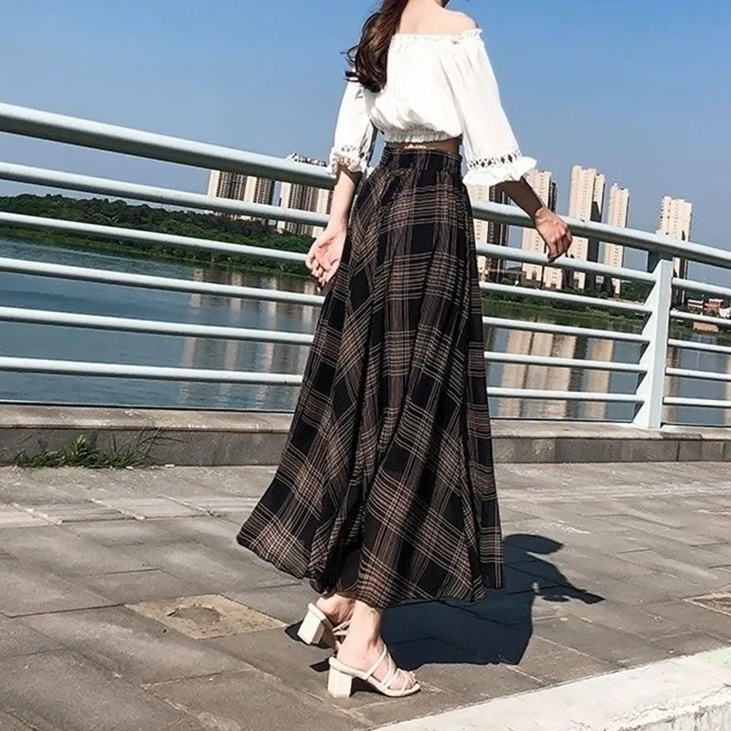 High Waist Skirts Dress Summer Holiday Womens Swing Fashion Long