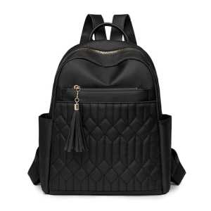 Tas Ransel Wanita Elegan Quilted PVC Trendy untuk Kerja dan Kuliah - Warna Solid