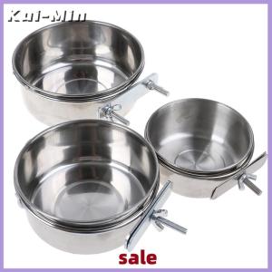 Kui-Min Hot Bát treo cho thú cưng Bát lồng đựng thức ăn cho chim và mèo bằng thép không gỉ