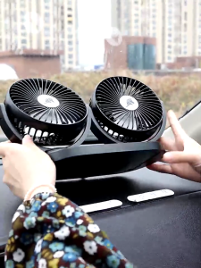 Dual-Head Electric Desk Fan Vehicle Mounted USB Fan Vehicle Air Fan for Car without Air Conditioning Easy to Install