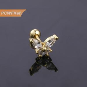 【PCWFKef】 1ชิ้นต่างหูผีเสื้อสำหรับผู้หญิงหูเล็บกระดูกอ่อนต่างหูเกลียวแกนต่างหูเครื่องประดับร่างกายของขวัญเครื่องประดับ