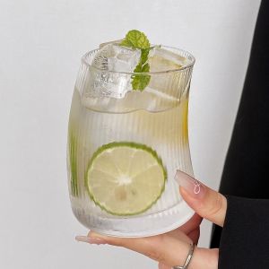 【พร้อมส่งจากไทย】แก้วเครื่องดื่ม สุดน่ารัก แก้วน้ำทรงโค้ง ทรงมินิมอล สไตล์เกาหลี สไตล์คาเฟ่