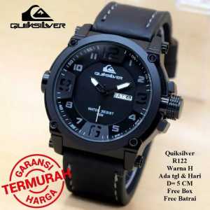 JAM TANGAN PRIA QUIKSILVER TALI KULIT TANGGAL HARI AKTIF / JAM TANGAN KASUAL PRIA ANTI AIR FREE BATERAI CADANGAN