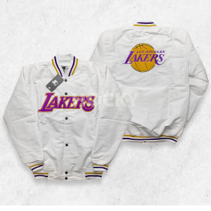 HOCKY Jaket Varsity Baseball Pria Wanita  Bomber Full Bordir Lakers Black  Premium Distro