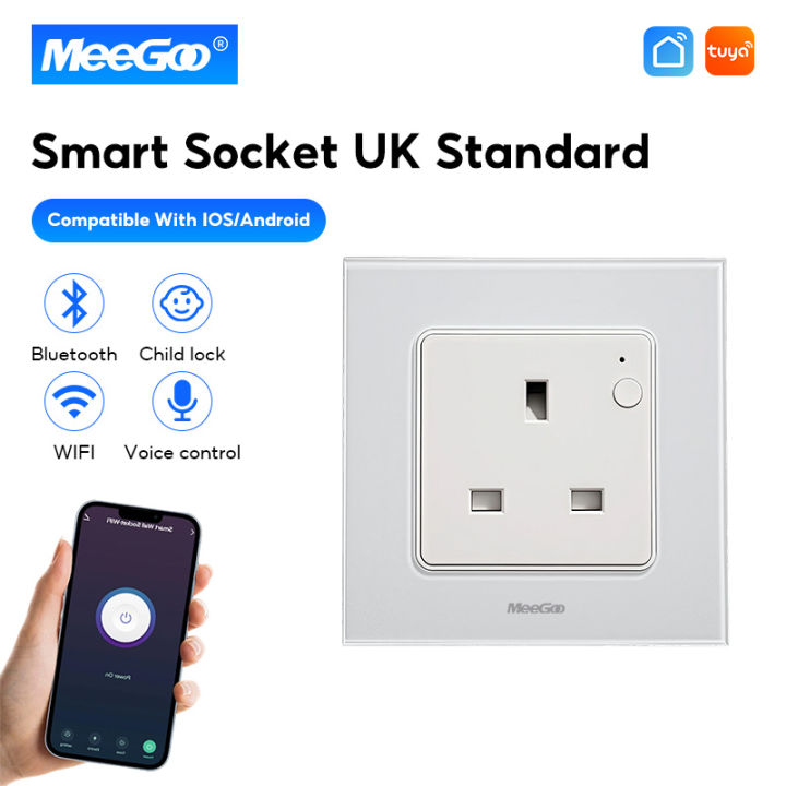 MeeGoo WiFi Wall Smart Socket UK Plug 16A Home Power Monitoring Socket ...