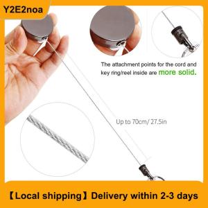 【Local shipping】 Retractable Metal Wire Keychain Pull Badge Reel ID Lanyard Name Tag Card Badge Easy-to-pull Buckle Rope Elastic Key Ring