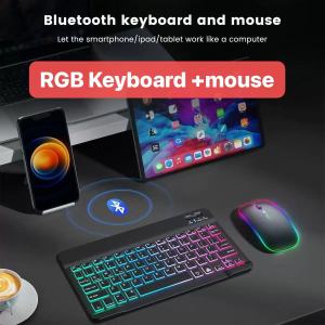 10 INCHES RGB Backlight Wireless Bluetooth Keyboard and Mouse with LED light  For iPad Laptop Android Smartphone