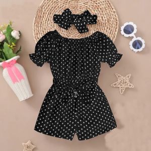 Jumpsuit Bayi Anak Perempuan Model Terbaru Jumpsuit Nabila Kids Free Bando 1-8 Tahun Motif Polkadot Matt Woolpeach Jumpsuit Korea style