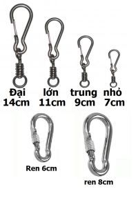 Hanpet - 1 chiếc - Móc khóa 4 size Inox 304 siêu cứng móc xích inox có chống xoắn Móc inox có đuôi chống xoắn (Inox 304 nguyên chất) dùng cho Dây dắt chó hoặc móc dây balo dã ngoại