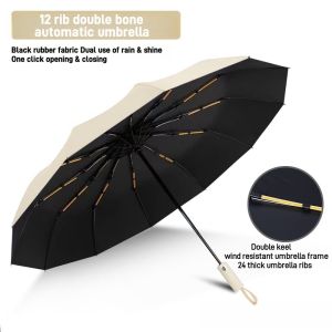 24 Ribs Automatic Umbrella Storm Resistant Large Umbrella For Sun And Rain Umbrella