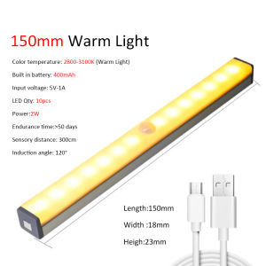 20/14/10 Wick USB Rechargeable Motion Sensor Kitchen Cabinet Lamp Magnetic LED Light Bar Closet Wardrobe Wall Lighting