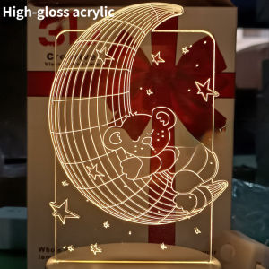 Seangel Christmas Gifts Romantic Love 3D Acrylic Led Lamp for Boy friend Home Childrens Night Light Table Lamp Birthday Party Decor Valentines Day Bedside Lamp