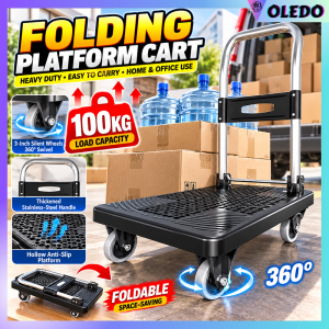 Trolley Cart 100KG Wheels Heavy Duty Hand Trucks Push Cart Heavy Foldable Aluminum Multifunctional Nylon silent wheel