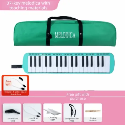 37 Keys Melodica Instrument Soft Wrapped Portable Kids Air Piano Keyboard Instrument Short Mouthpieces Blow-pipe Piano Kids