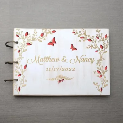 【Sell-Well】 Personalized Rustic Guest Book Engraved Wooden Guest Book Wedding Wishes Wedding Album For Couple Wedding Favors