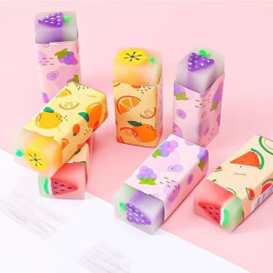 1pc Cute Fruit Flavor Eraser Cartoon PVC Soft Rubber Student School Office Supplies Kid Correction Stationery