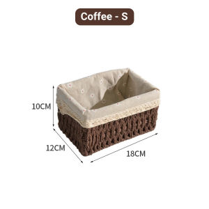 Specool® Hand-Woven Rattan Basket Desktop Storage Box Sundries Organizer Key Snack Storage Basket