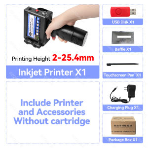 12.7/25.4mm Label Printer QR Bar Code Expiry Date Logo Portable Thermal Inkjet Printer with Black Ink Cartridge 25 Languages