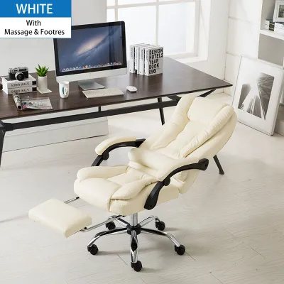 LUVHOME Leather Office Chairs Computer Chair Ergonomic Massage Chair Swivel Chair Gaming Chair Heavy Duty Boss Chair With Footrest