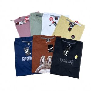 Kaos pria distro satuan bahan tebal sablon simpel warna cerah gelap random motif terbaru by X
