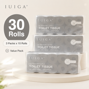 IUIGA 5-Ply Premium Toilet Paper - Ultra Soft & Strong Absorbent Bulk Value Pack (30/60/90 Rolls)