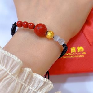 สร้อยข้อมือทองถักแบบคินนาบาร์ สไตล์คู่รัก เรียบง่าย สง่างาม สไตล์จีน สร้อยข้อมืออเนกประสงค์ เครื่องประดับเพื่อนที่ดีที่สุด