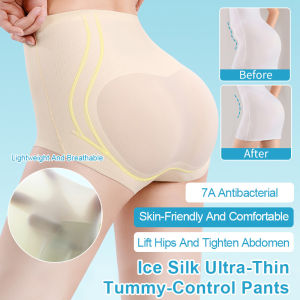 💕Ice Silk Ultra-Thin💕Jelly Seamless Tummy-Control Pants Safety Pants Hip-Lifting Tummy-Control Hip-Control Mid-Waist Barbie Pants Underwear果冻收腹裤