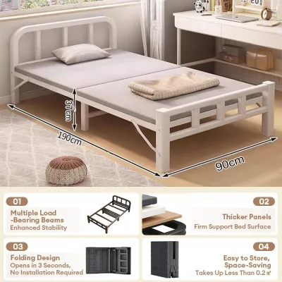 Folding Bed 80/90/120CM Portable Metal Bed Frame Single/Double Bed Bedroom Office Lunch Break Bed Foldable Bed With Foam