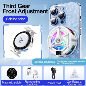 Ankndo โทรศัพท์มือถือ Cooler 3 เกียร์พัดลมโทรศัพท์มือถือ Cooler Magnetic Fast Freezing Cooling หม้อน้ําสําหรับ iP 12 13 14 15 16