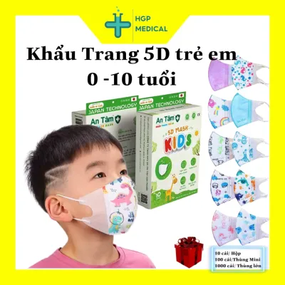 Bán sỉ 200 chiếc khẩu trang 5D Mask trẻ em (sz 1- 10 tuổi) (set 200 cái 5D trẻ em)