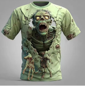 Halloween skeleton 3D Printed mens T Summer outdoor casual short-sleeved T-shirt with a spooky design