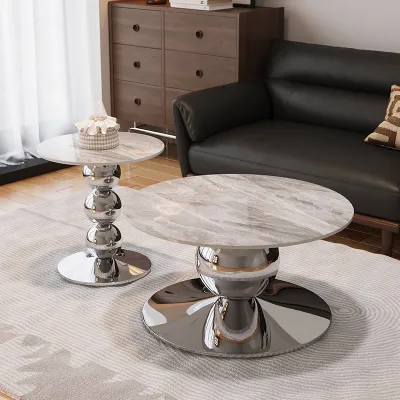 Bao Guoli Black Luxury Stone Coffee Table Italian Minimalist Home Living Room Round