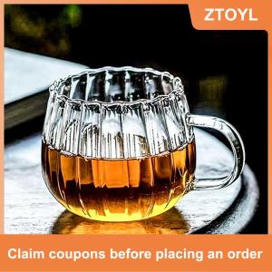【ZTOYL】 Chịu nhiệt có tay cầm cốc thủy tinh cốc sữa ăn sáng dễ thương văn phòng nhà Cà Phê Cốc Bí Ngô mô hình đồ uống