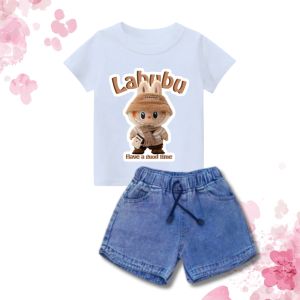 SETELAN ROK DAN KAOS ANAK / ONE SET HOTPANTS ANAK MOTIF LABUBU