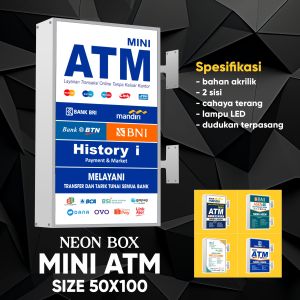 Neon Box Mini ATM 50X100CM Akrilik Dua Sisi Custom