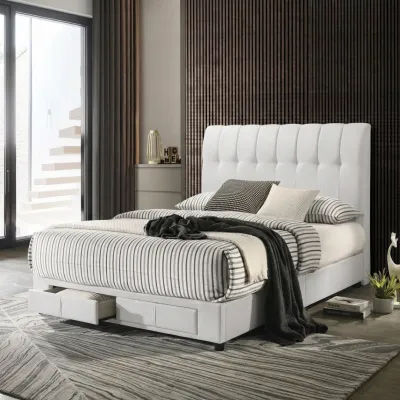MUSE Design LUSSON Queen & King Size Drawer Bed Frame-Cream