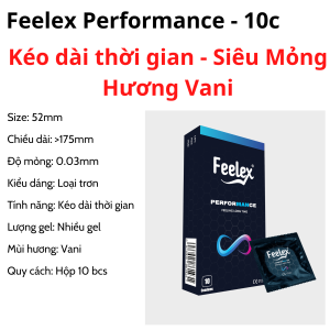 Bao cao su kéo dài thời gian Feelex Performance siêu mỏng giúp kéo dài thời gian hương vani hương dâu