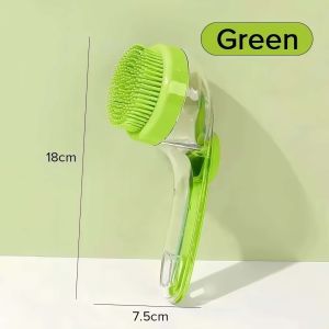 2 in 1 Long Handle Silicone Pet Bath Brush Refillable Shower Gel Massage Grooming Tool