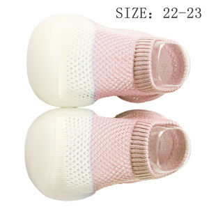Baby Walking Shoes Summer Breathable Mesh Silicone Anti-Skid Shoes Floor Socks Indoor Slippers Lightweight Soft Cute Boys And Girls  Home Shoes Lightweight Shoes (Pink And White Panels)
